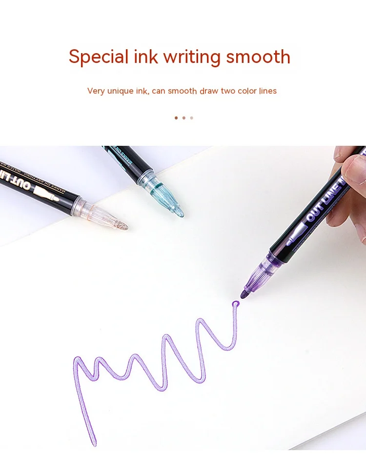 Double Line Contour Pen for Children,Color Dream Metal,Hand Account Fluorescent Pen,greeting Card,Children's Graffiti,Color Suit