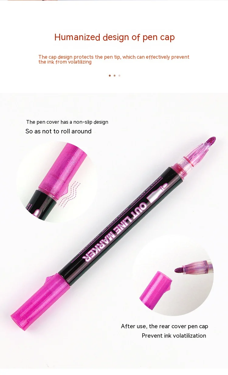 Double Line Contour Pen for Children,Color Dream Metal,Hand Account Fluorescent Pen,greeting Card,Children's Graffiti,Color Suit