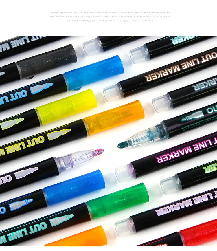 Double Line Contour Pen for Children,Color Dream Metal,Hand Account Fluorescent Pen,greeting Card,Children's Graffiti,Color Suit