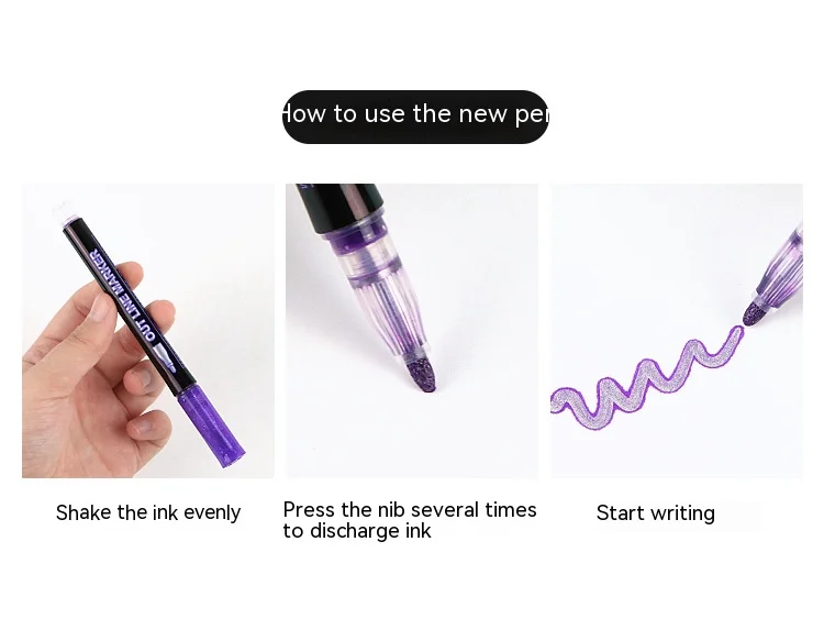 Double Line Contour Pen for Children,Color Dream Metal,Hand Account Fluorescent Pen,greeting Card,Children's Graffiti,Color Suit