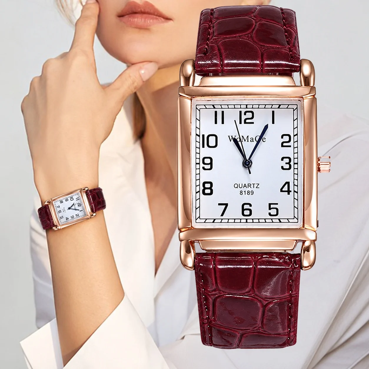 New Watches for Women Square Rose Gold Wrist Watches Fashion Leather Brand Watches Ladies Quartz Watch Clock Montre Femme