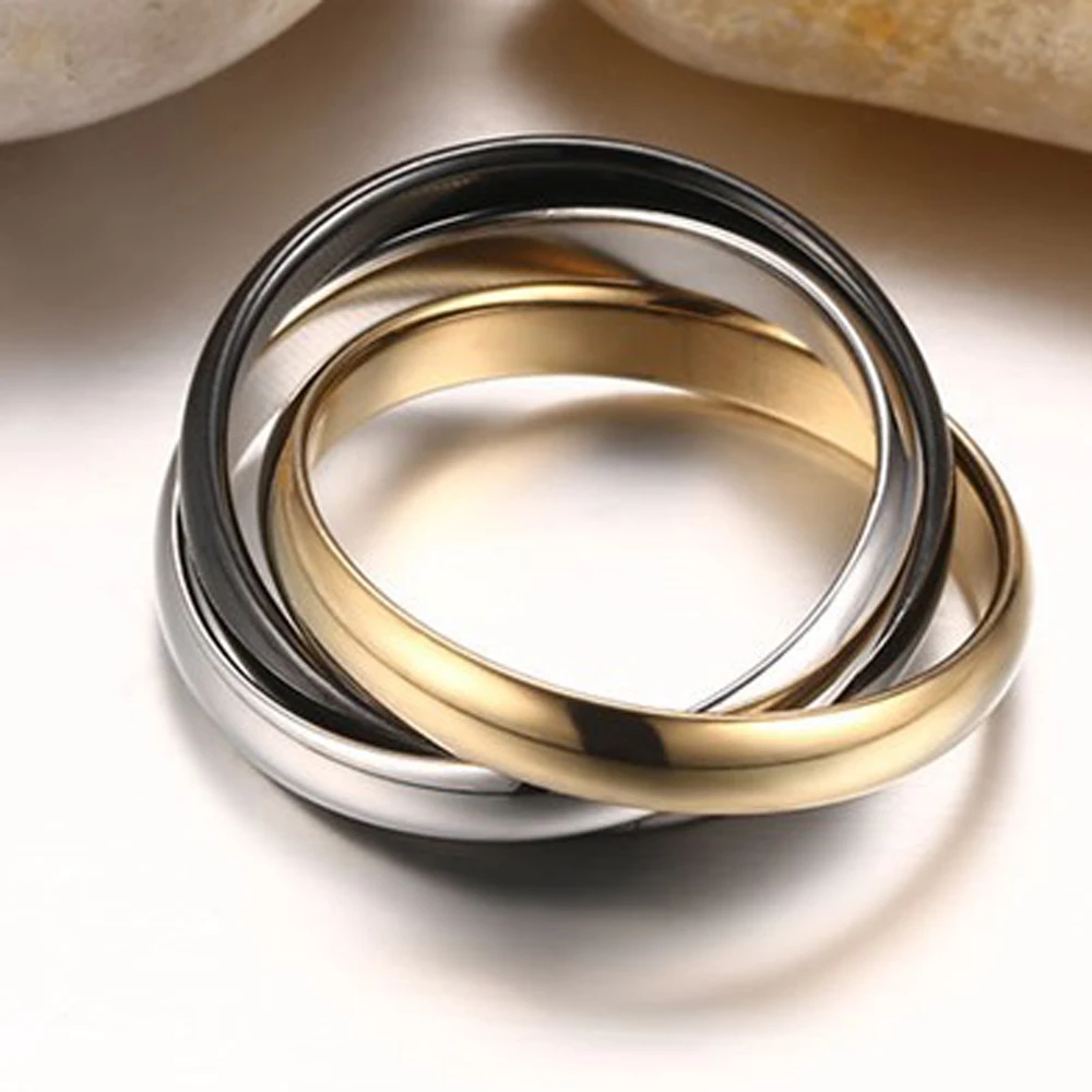 Customize Jewelry 3 Finger Ring Sets For Women Stainless Steel Wedding Engagement Ring Personalized Wholesale