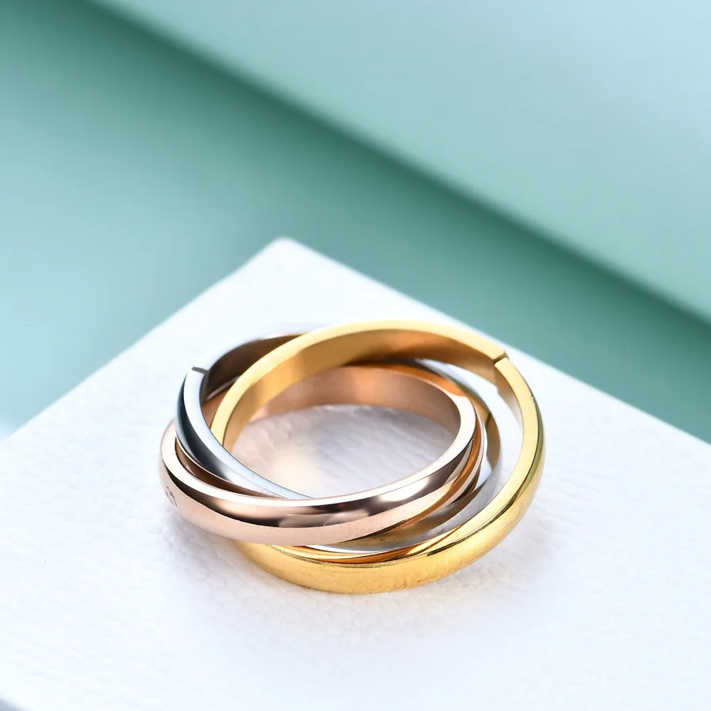 Customize Jewelry 3 Finger Ring Sets For Women Stainless Steel Wedding Engagement Ring Personalized Wholesale