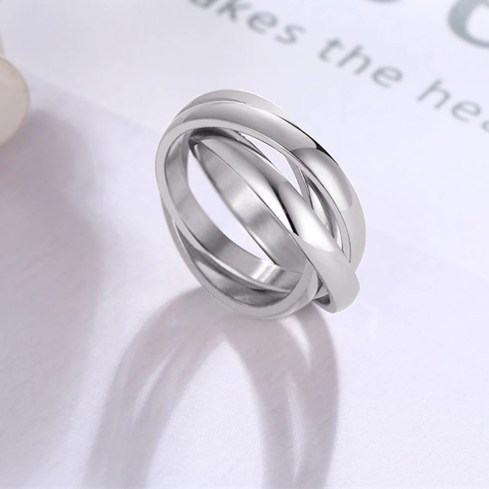 Customize Jewelry 3 Finger Ring Sets For Women Stainless Steel Wedding Engagement Ring Personalized Wholesale