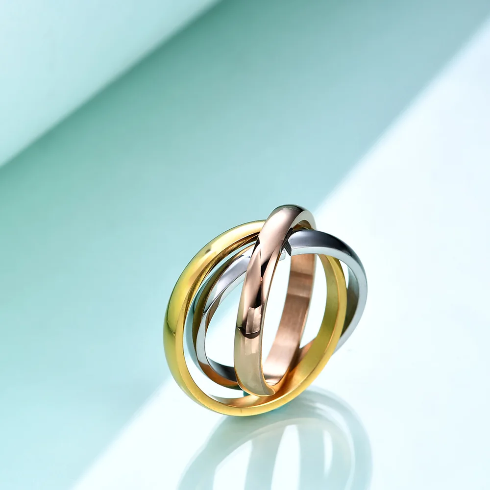 Customize Jewelry 3 Finger Ring Sets For Women Stainless Steel Wedding Engagement Ring Personalized Wholesale