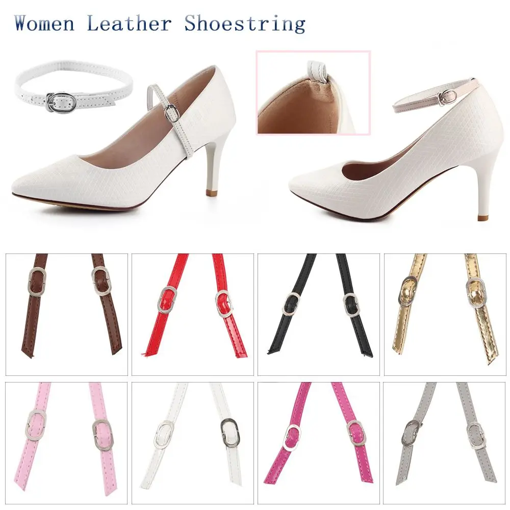Women 1 Pair Shoelaces Adjustable Shoes Belt PU Leather Ankle Tie Strap Band for Locking High Heels Props Shoes Accessories
