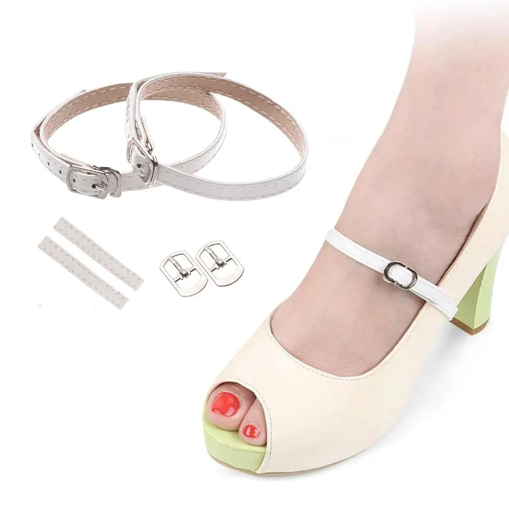 Women 1 Pair Shoelaces Adjustable Shoes Belt PU Leather Ankle Tie Strap Band for Locking High Heels Props Shoes Accessories
