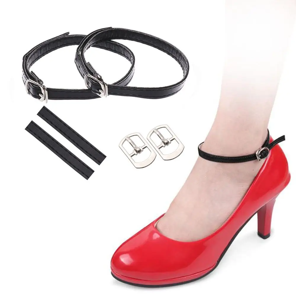 Women 1 Pair Shoelaces Adjustable Shoes Belt PU Leather Ankle Tie Strap Band for Locking High Heels Props Shoes Accessories