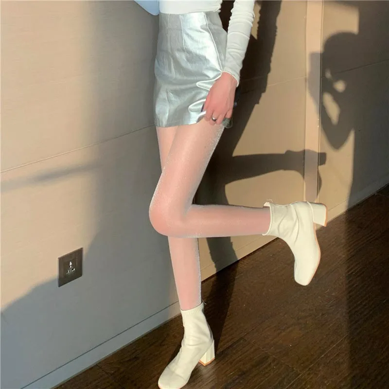 Sexy Black White Lolita Sweet Pearlescent Bling Bling Stockings Bottomed Pantyhose Japanese Goth Stocking Hot Classic Tights