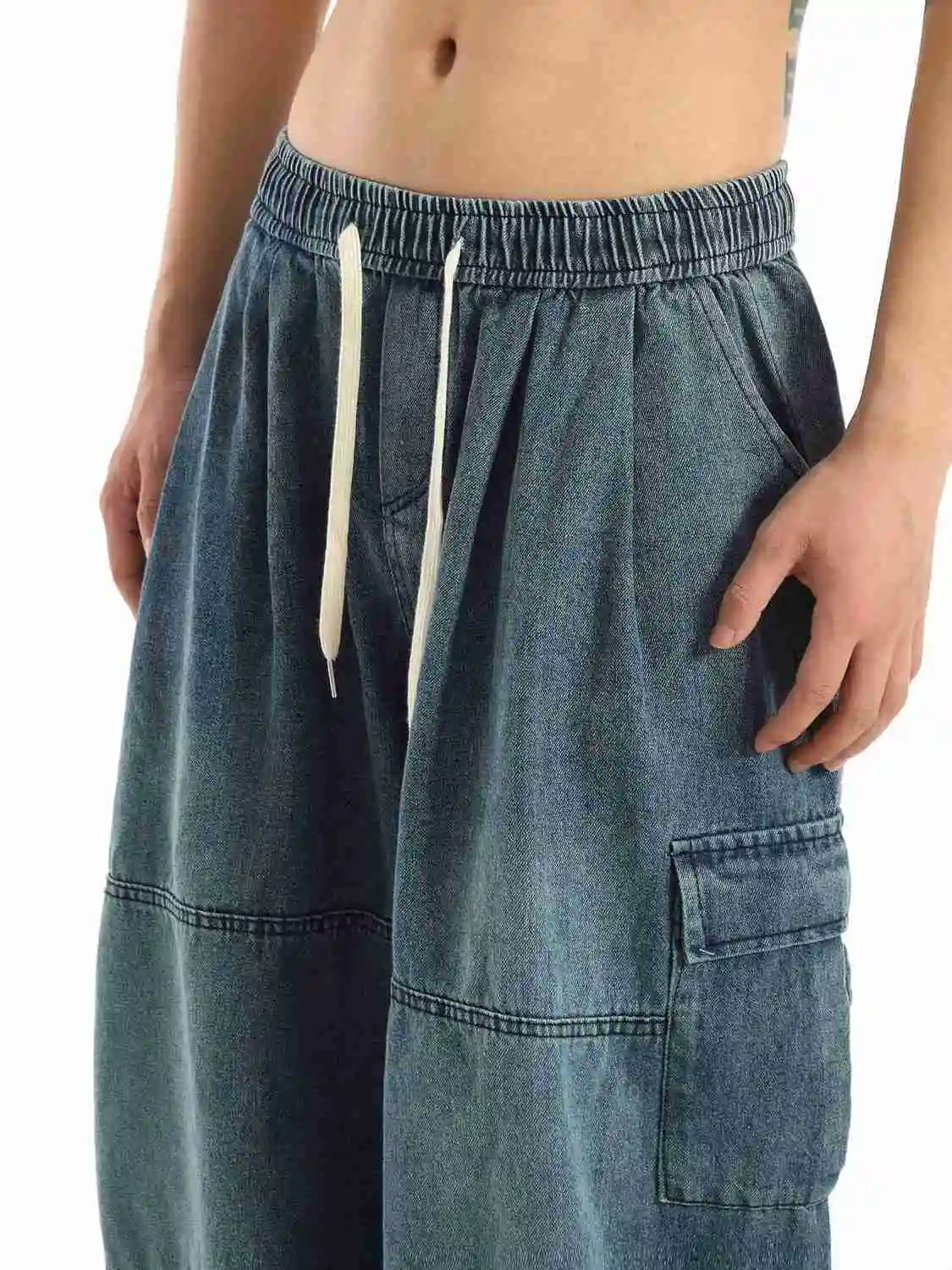 Black Baggy Cargo Jeans Trousers Men Casual Wide leg Jogging Pants Oversize Vintage Straight Loose Work Jeans Pants Soft Comfort