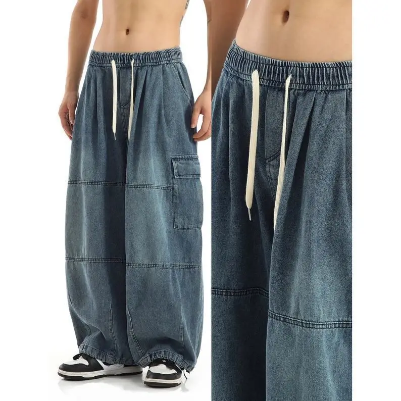 Black Baggy Cargo Jeans Trousers Men Casual Wide leg Jogging Pants Oversize Vintage Straight Loose Work Jeans Pants Soft Comfort
