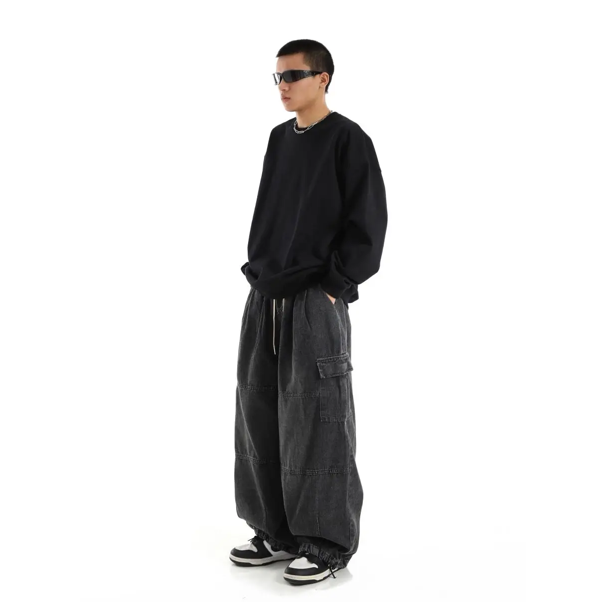 Black Baggy Cargo Jeans Trousers Men Casual Wide leg Jogging Pants Oversize Vintage Straight Loose Work Jeans Pants Soft Comfort