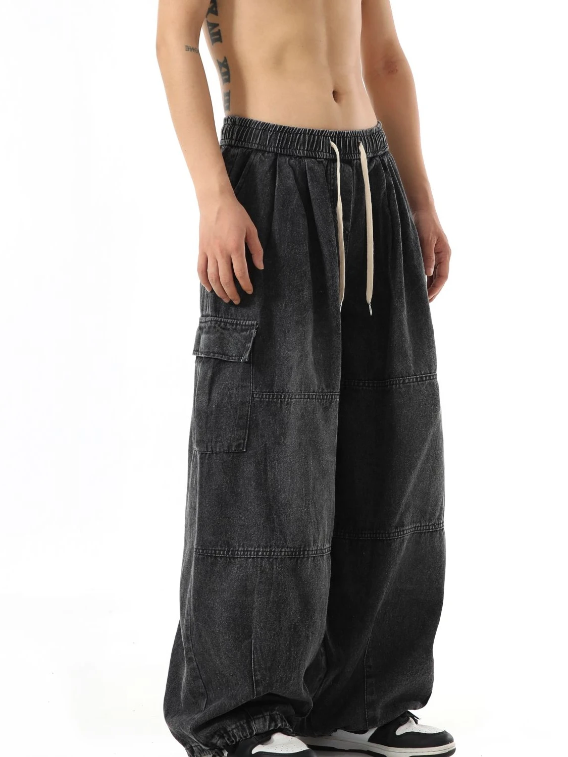 Black Baggy Cargo Jeans Trousers Men Casual Wide leg Jogging Pants Oversize Vintage Straight Loose Work Jeans Pants Soft Comfort