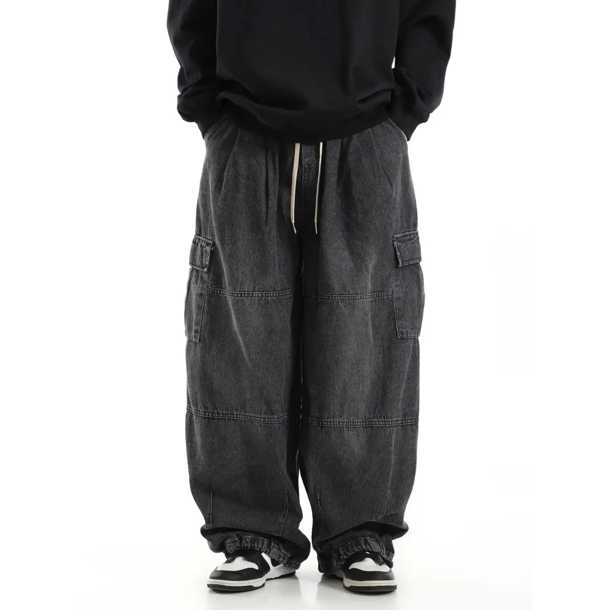 Black Baggy Cargo Jeans Trousers Men Casual Wide leg Jogging Pants Oversize Vintage Straight Loose Work Jeans Pants Soft Comfort