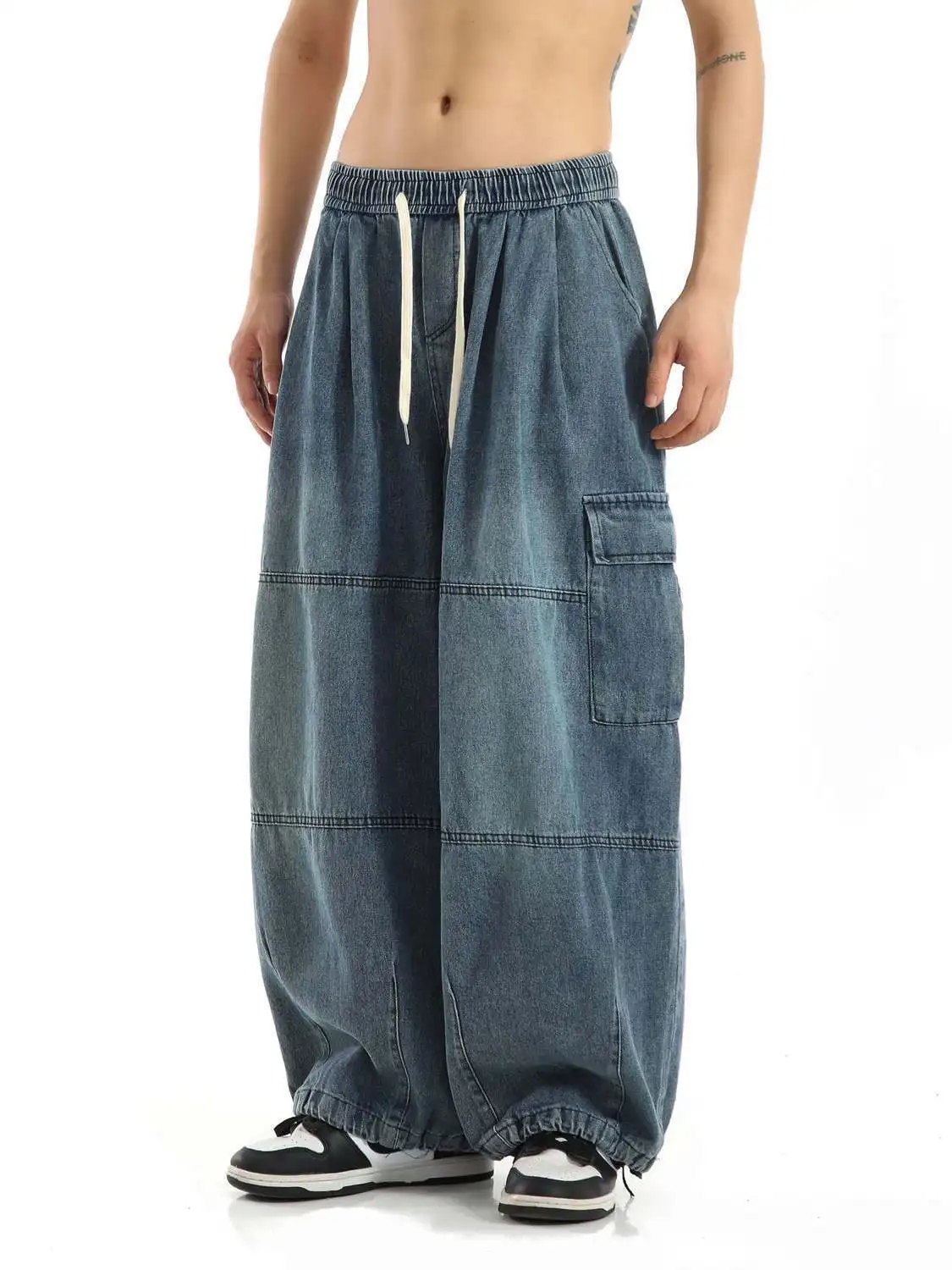 Black Baggy Cargo Jeans Trousers Men Casual Wide leg Jogging Pants Oversize Vintage Straight Loose Work Jeans Pants Soft Comfort