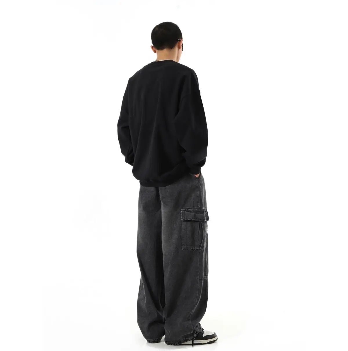 Black Baggy Cargo Jeans Trousers Men Casual Wide leg Jogging Pants Oversize Vintage Straight Loose Work Jeans Pants Soft Comfort