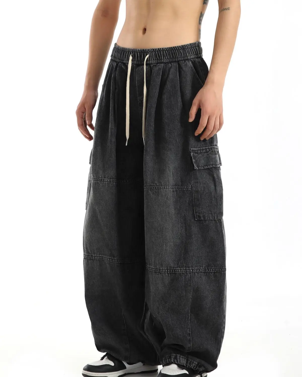 Black Baggy Cargo Jeans Trousers Men Casual Wide leg Jogging Pants Oversize Vintage Straight Loose Work Jeans Pants Soft Comfort