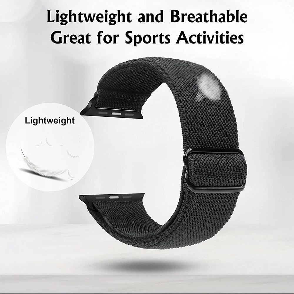 Nylon Strap for Apple Watch Band 7 8 9 45mm 41mm Adjustable Elastic Breathable Bracelet iWatch Ultra 49mm 6 SE 5 44mm 40mm 42mm