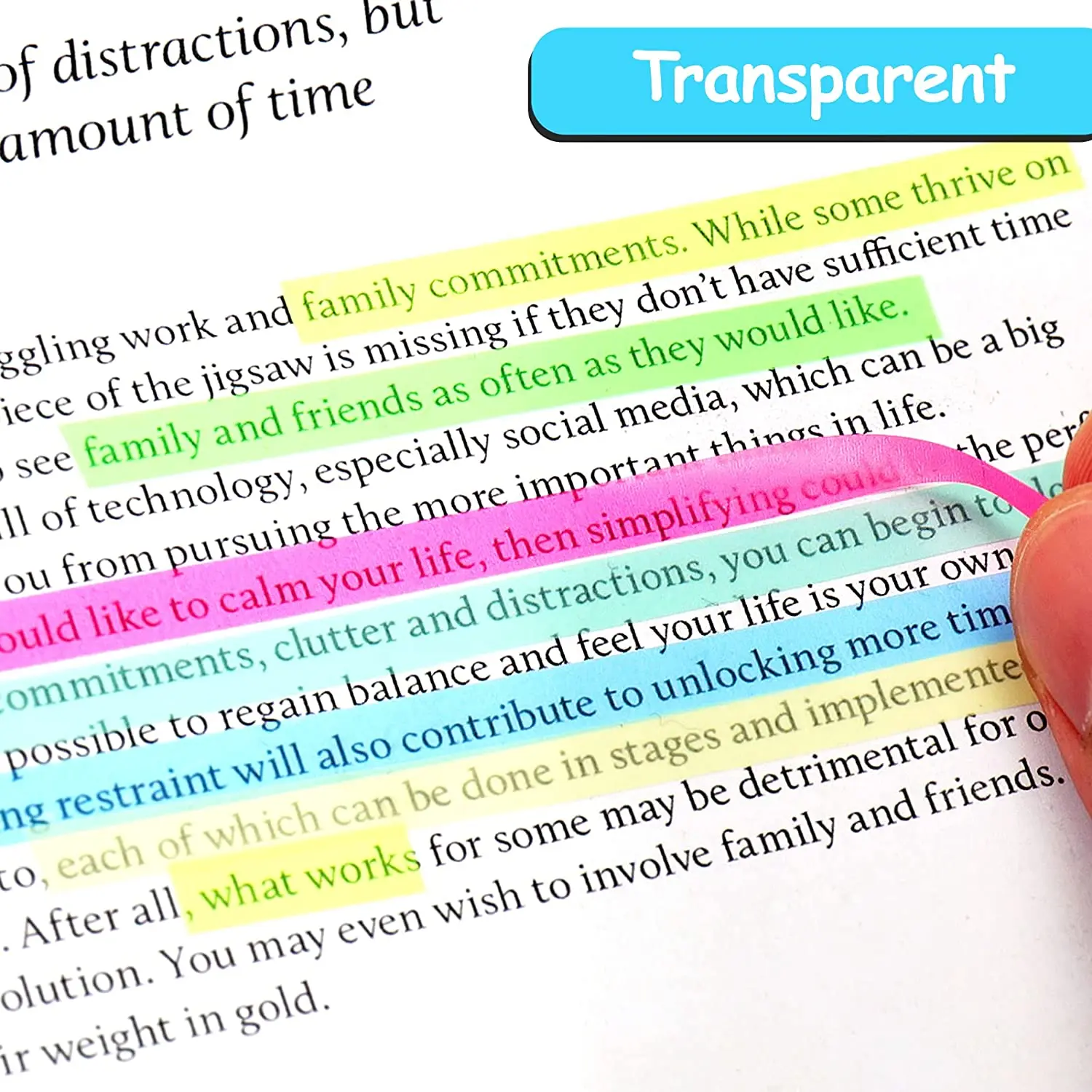 5 Roll 5 Colors Stickers Transparent Fluorescent Index Tabs Flags 5m Sticky Note Stationery Children Gift School Office Supplies