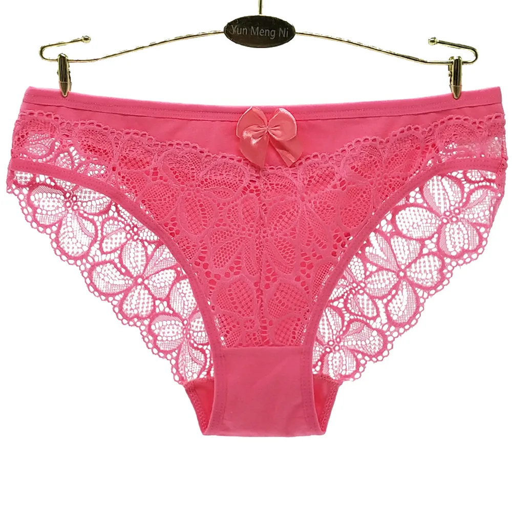 Women Panties Underwear Cotton Sexy Flower Lace Hollowed Low Rise Girls Briefs Ladies Knickers for Women 5 Pcs/set