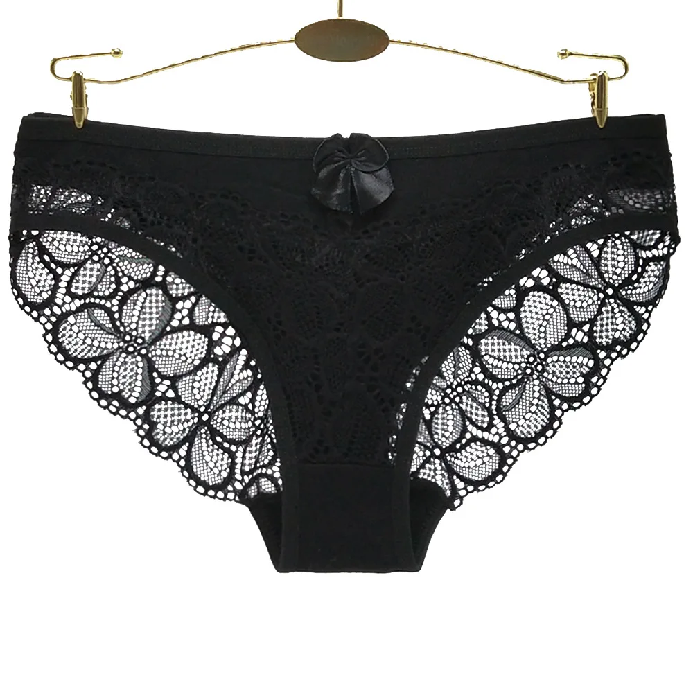 Women Panties Underwear Cotton Sexy Flower Lace Hollowed Low Rise Girls Briefs Ladies Knickers for Women 5 Pcs/set