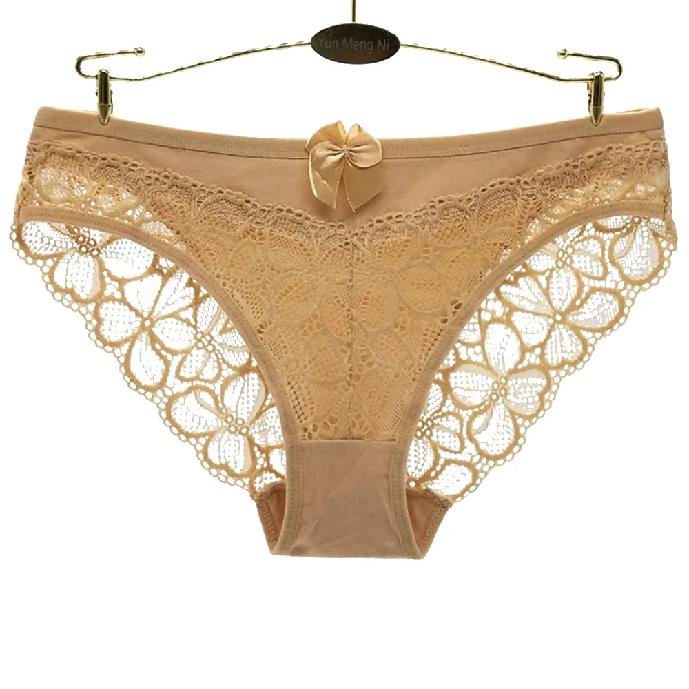 Women Panties Underwear Cotton Sexy Flower Lace Hollowed Low Rise Girls Briefs Ladies Knickers for Women 5 Pcs/set