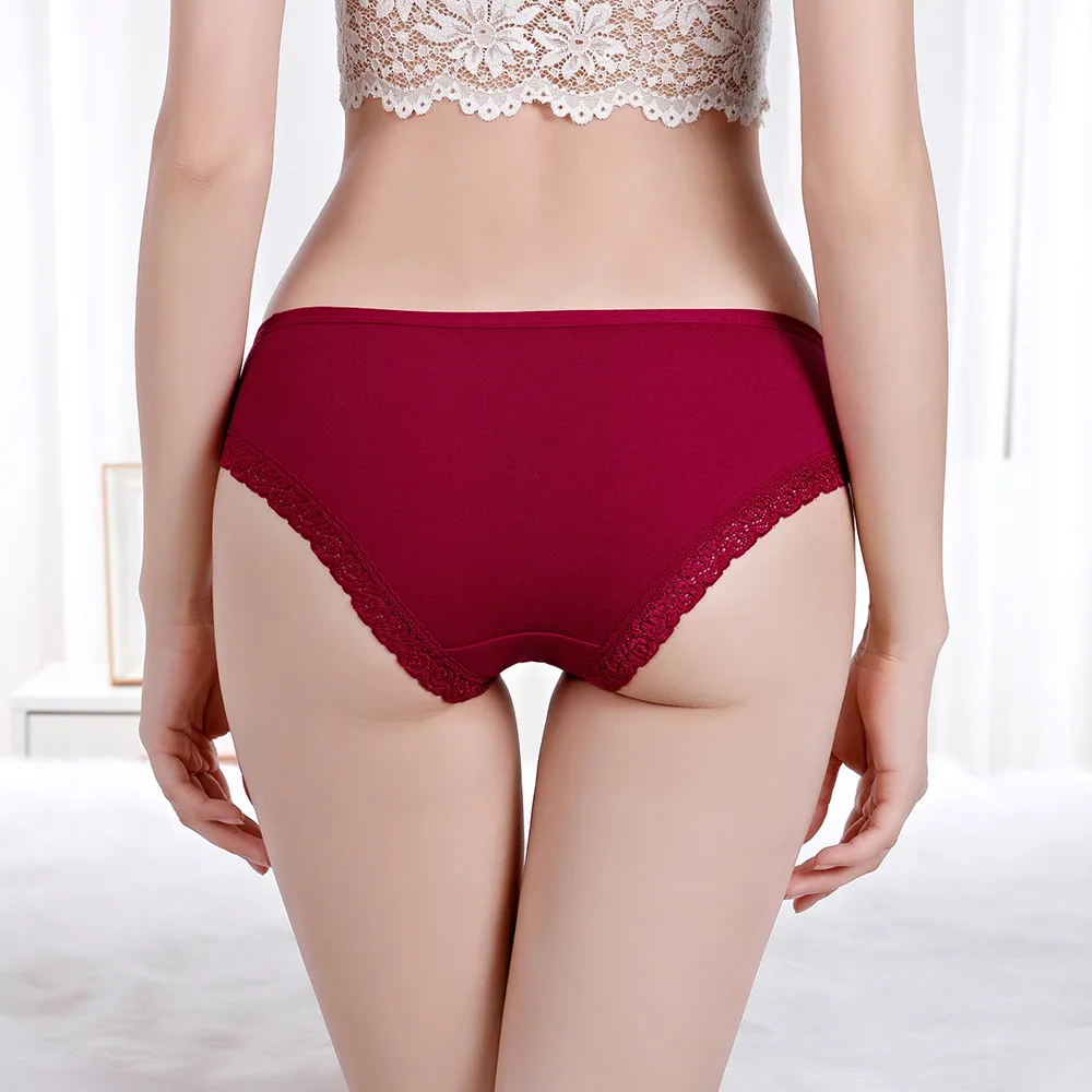 Women Underwear Cotton Sexy Lace Ladies Knickers Panties Low Waist Everyday Briefs 5 pcs/lot