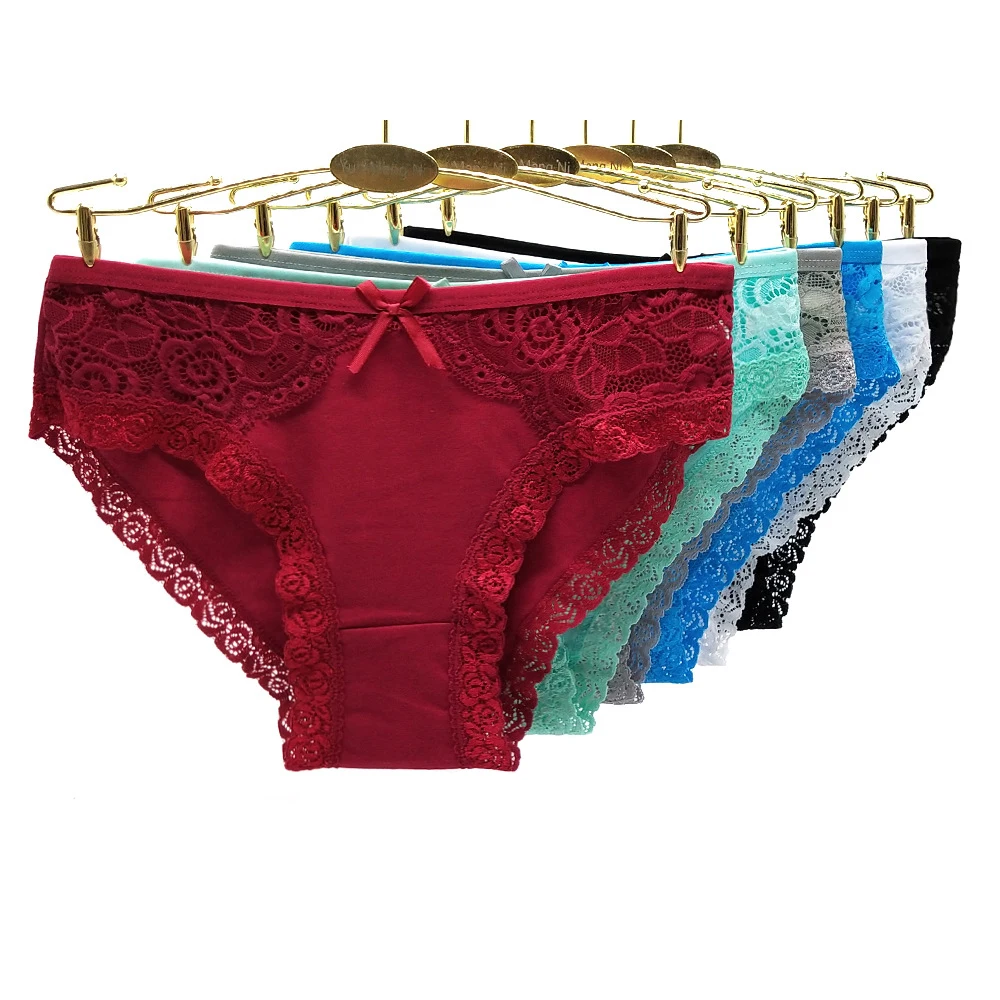 Women Underwear Cotton Sexy Lace Ladies Knickers Panties Low Waist Everyday Briefs 5 pcs/lot