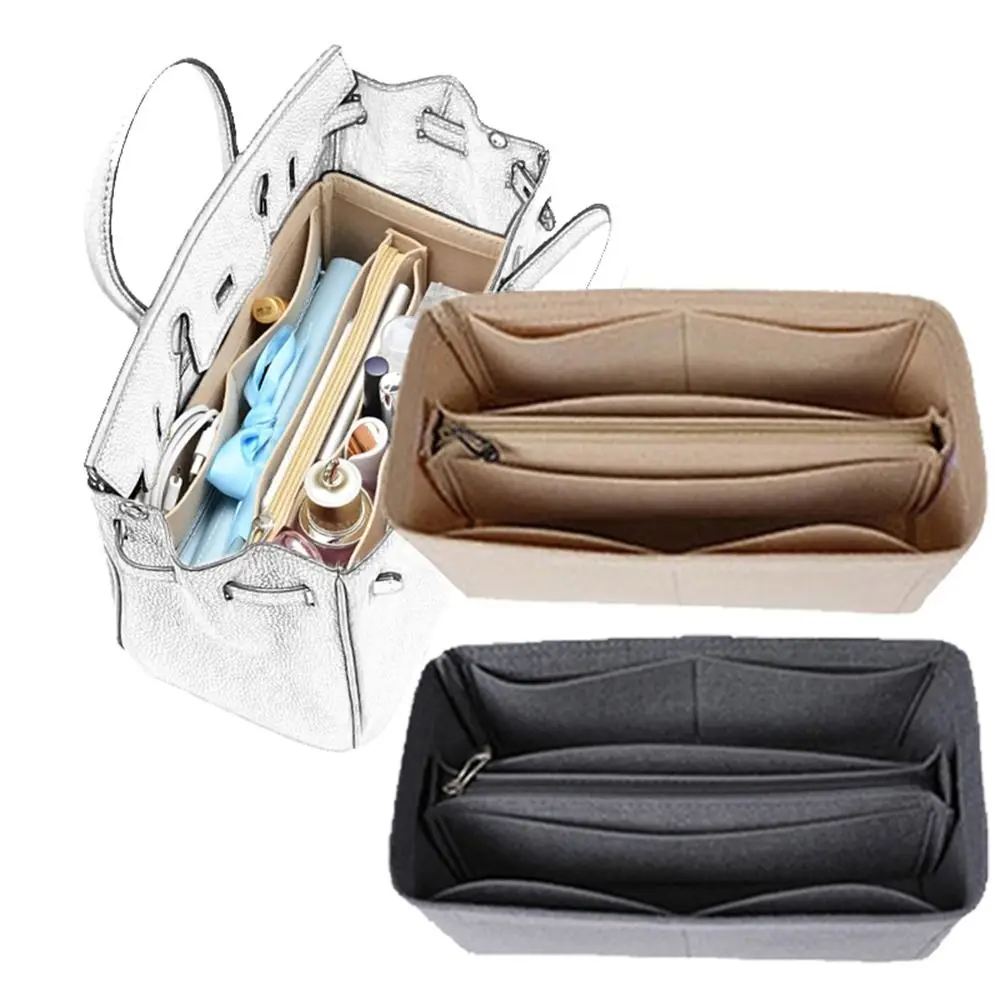 Multi-Pocket Bag Organizer for Birkin25/30/35 Inner Bag Storage Bag Felt Handbag Insert Bag Liner Bag