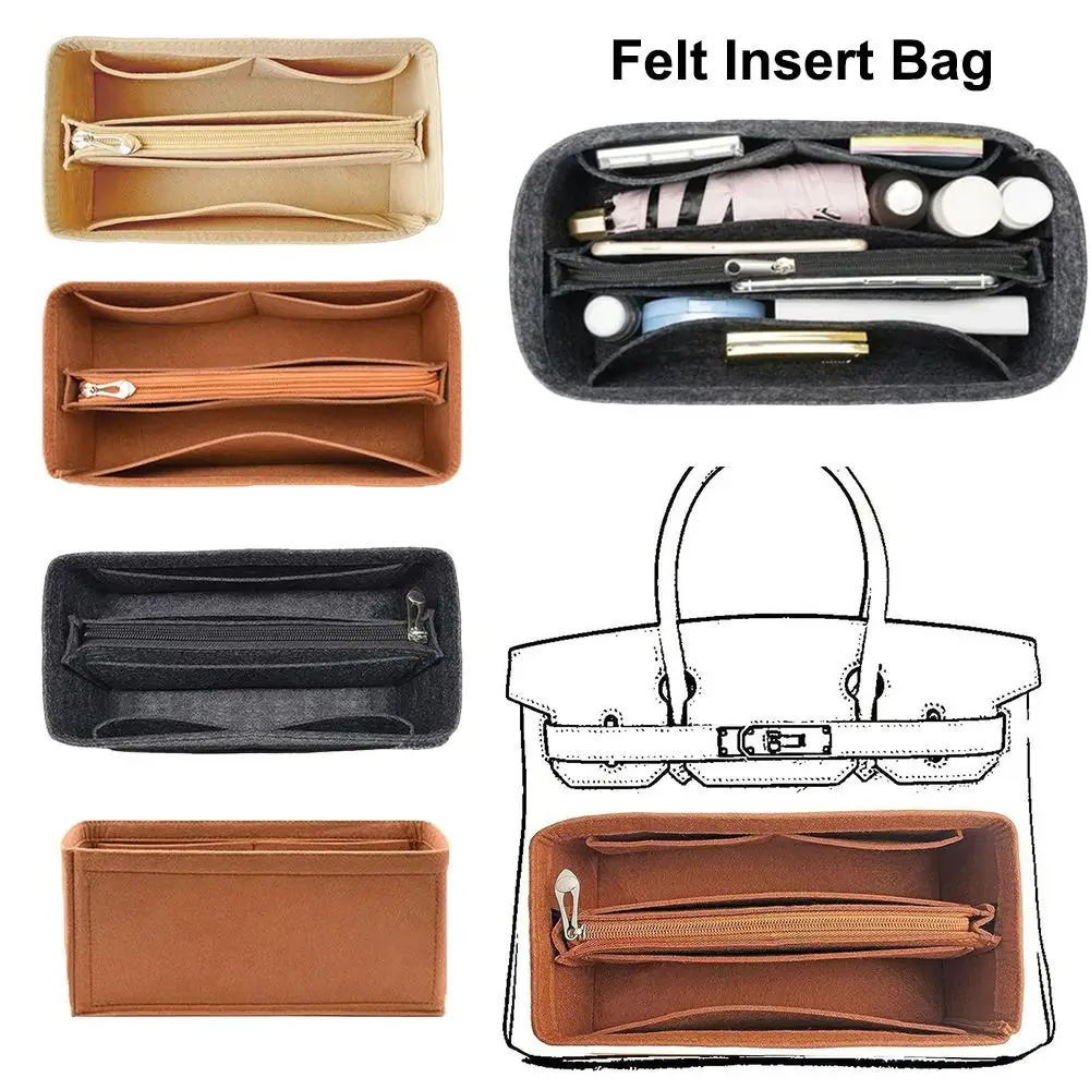 Multi-Pocket Bag Organizer for Birkin25/30/35 Inner Bag Storage Bag Felt Handbag Insert Bag Liner Bag