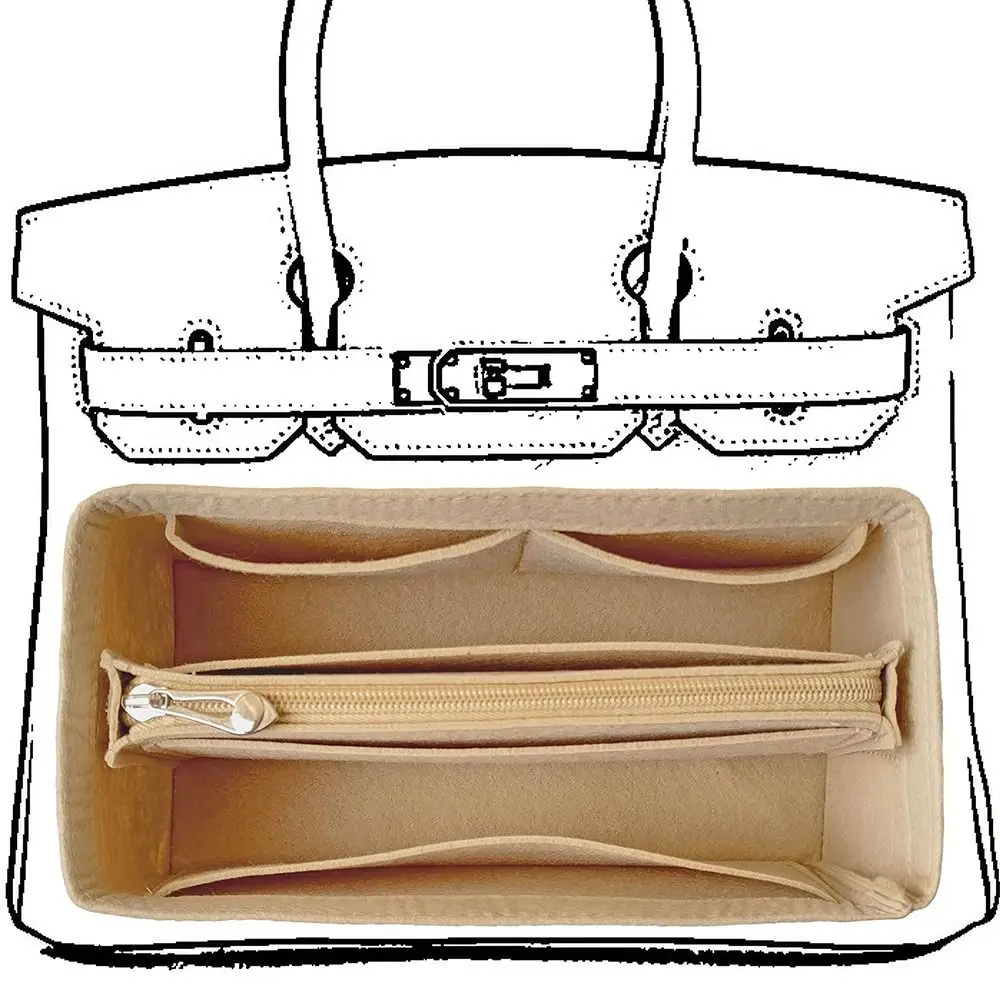Multi-Pocket Bag Organizer for Birkin25/30/35 Inner Bag Storage Bag Felt Handbag Insert Bag Liner Bag