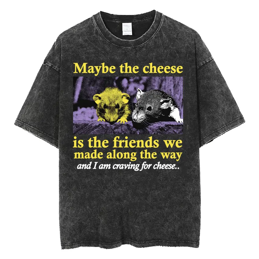 The Horrors Are Never Ending Yet I Remain Silly T-shirt Funny Japanese Style Frog Retro Washed T Shirt Men's Oversized Tees Tops