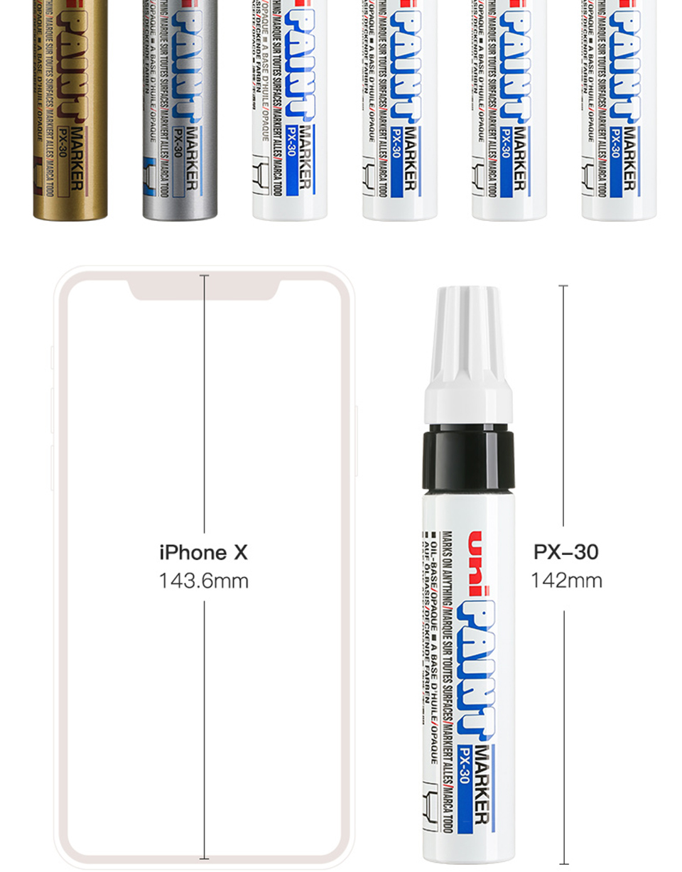 1pcs Japan UNI Markers PX-30 8.5mm Waterproof Extra Thick Permanent Industrial Oil Based Marking Pen Graffiti Supplies