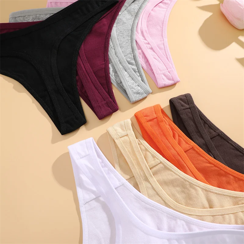 4PCS/Set Cotton Panties for Women Sexy Low Rise G-String Thongs Ultra-thi Seamless Panties Female No Trace Soft Basic Underwear