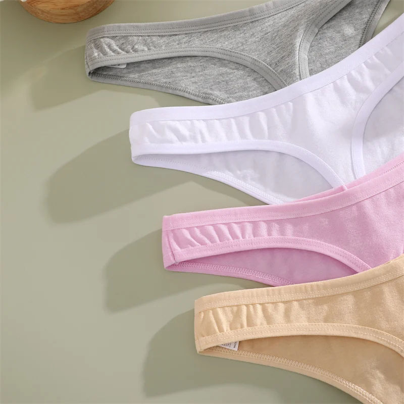 4PCS/Set Cotton Panties for Women Sexy Low Rise G-String Thongs Ultra-thi Seamless Panties Female No Trace Soft Basic Underwear