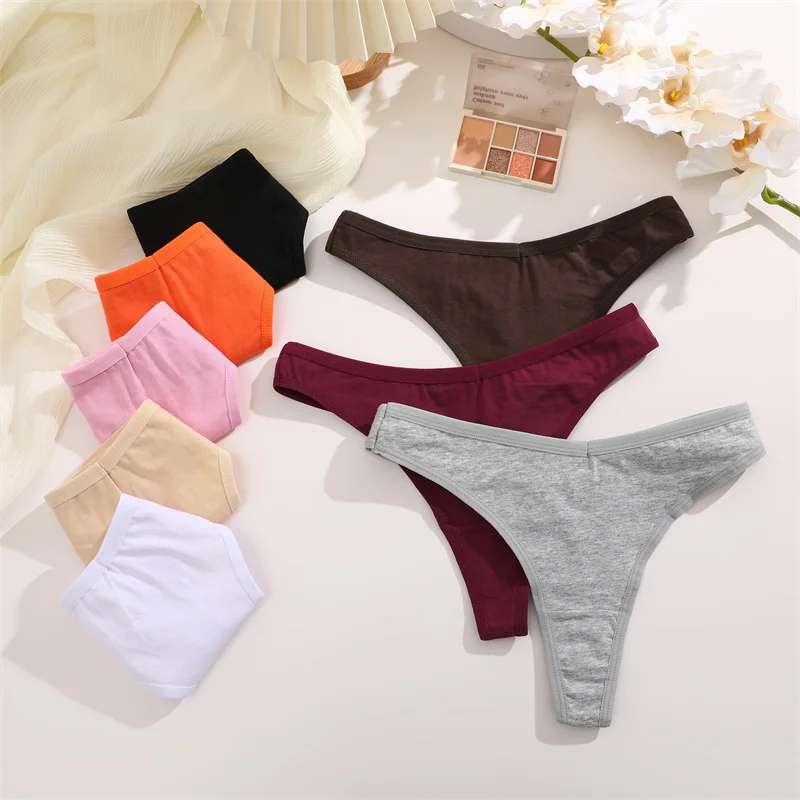 4PCS/Set Cotton Panties for Women Sexy Low Rise G-String Thongs Ultra-thi Seamless Panties Female No Trace Soft Basic Underwear