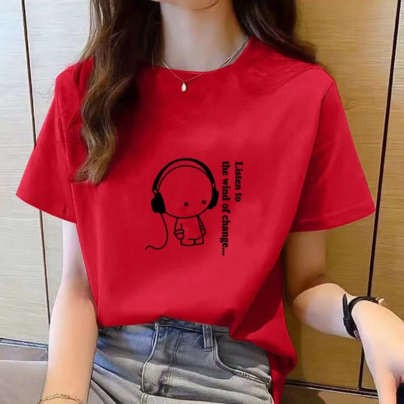 shirt women top short sleeve t shirts New Korean t shirt for Women Round Neck Loose women clothes Fashion tshirt woman Cartoon