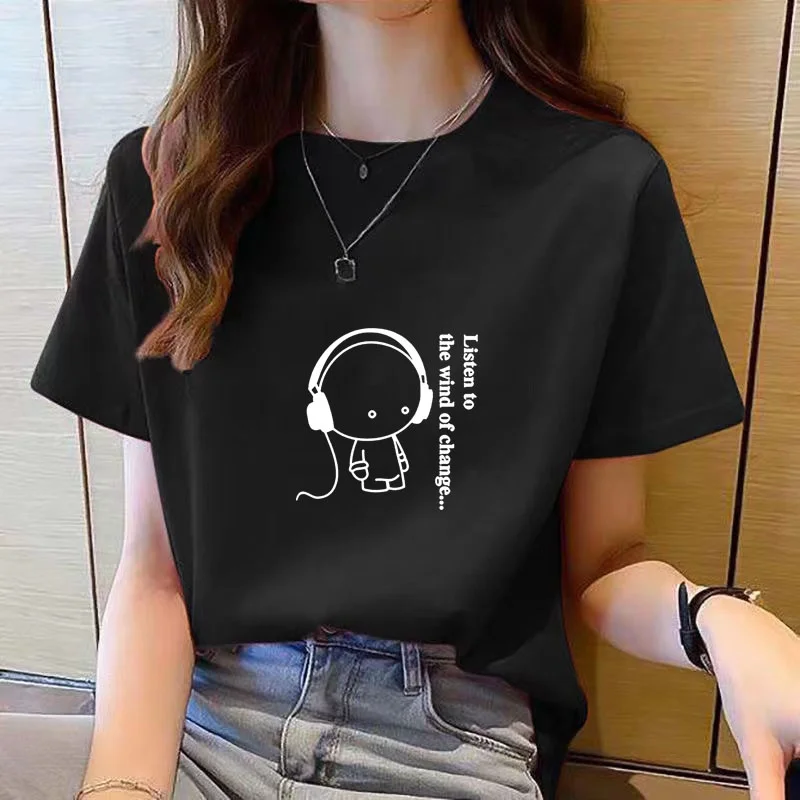 shirt women top short sleeve t shirts New Korean t shirt for Women Round Neck Loose women clothes Fashion tshirt woman Cartoon
