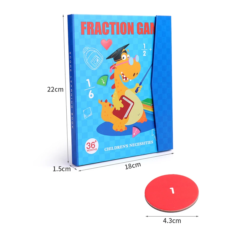 Math Mastery Montessori Magnetic Fraction Puzzles Colorful Wooden Book for Children Arithmetic Learning Teaching Aids