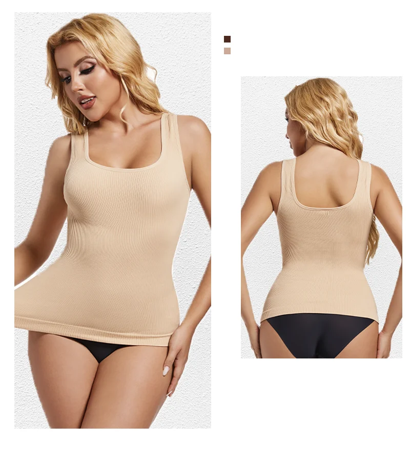 S-3XL Women Shapewear Vest Waist Trainer Compression Tanks Tops Square Collar Tummy Control Seamless Shaping Camisas Bodyshaper