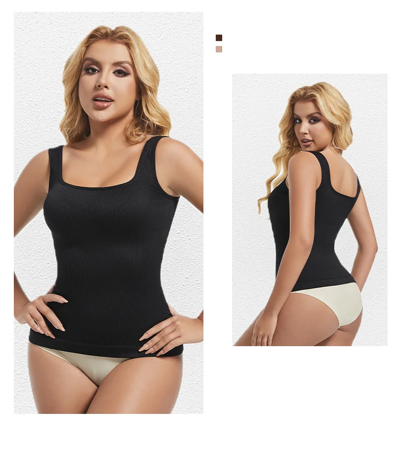 S-3XL Women Shapewear Vest Waist Trainer Compression Tanks Tops Square Collar Tummy Control Seamless Shaping Camisas Bodyshaper