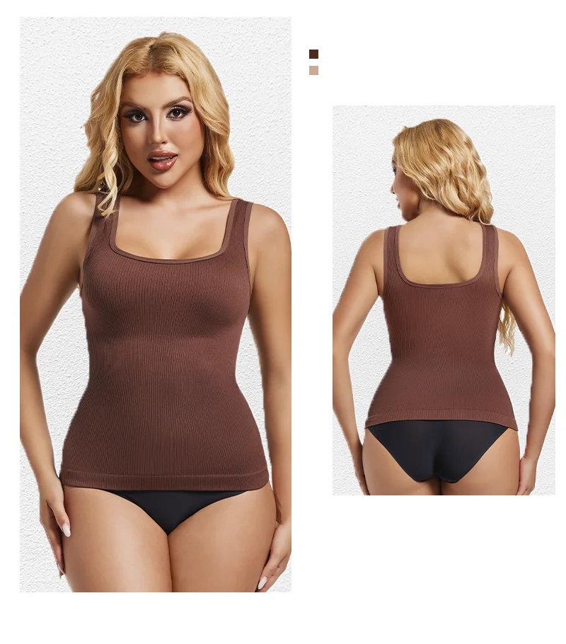 S-3XL Women Shapewear Vest Waist Trainer Compression Tanks Tops Square Collar Tummy Control Seamless Shaping Camisas Bodyshaper