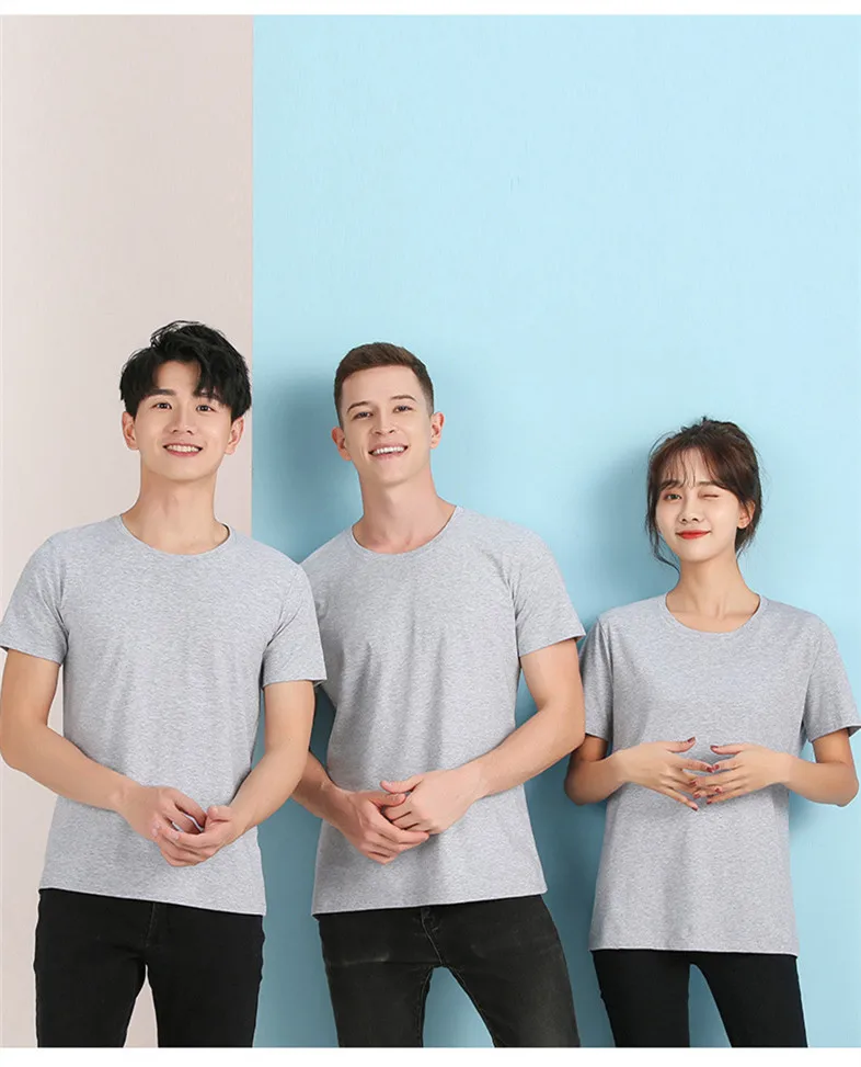 2026 Brand New 100% Cotton Mens T-shirt Pure Color Men T Shirts Round Collar Short-Sleeve Man T-shirt Top Tees For Male Clothes