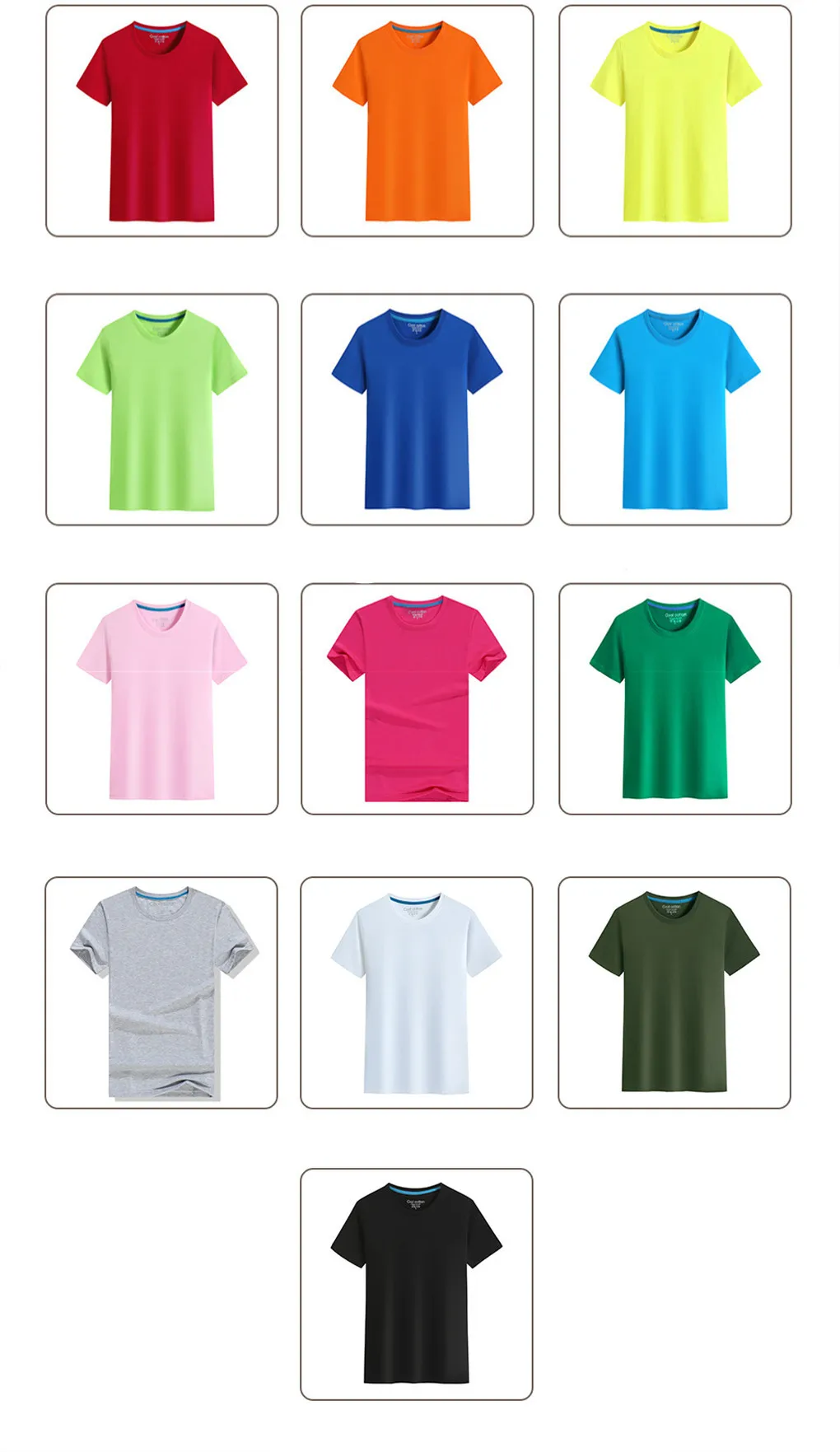 2026 Brand New 100% Cotton Mens T-shirt Pure Color Men T Shirts Round Collar Short-Sleeve Man T-shirt Top Tees For Male Clothes