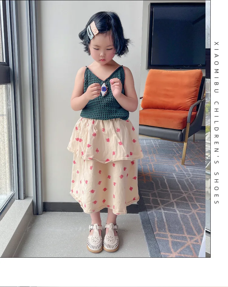 Girls Half Sandals 2024 Spring Summer British Style Children Beach Shoes Cut-outs Kids Flat Shoes Sandals 22-36 Princess Vintage