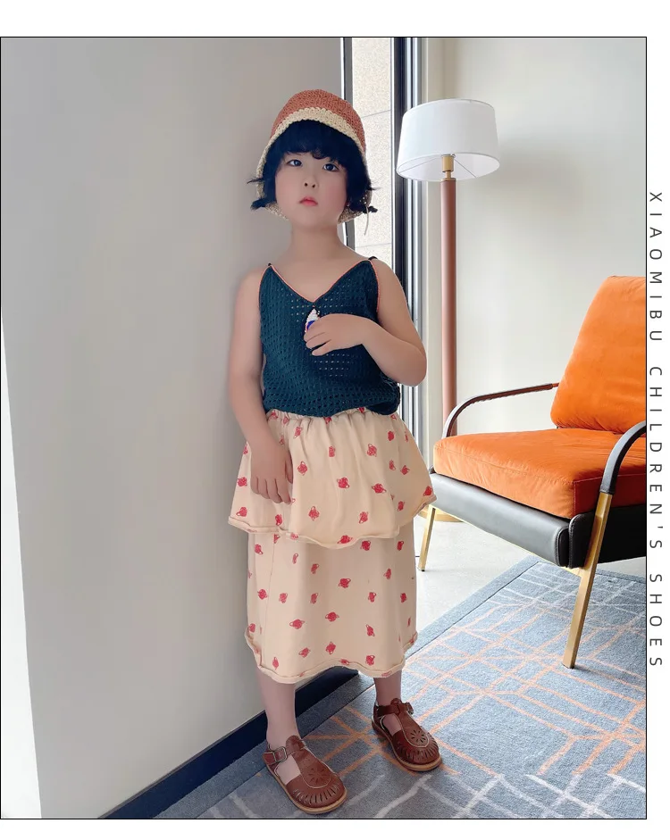 Girls Half Sandals 2024 Spring Summer British Style Children Beach Shoes Cut-outs Kids Flat Shoes Sandals 22-36 Princess Vintage
