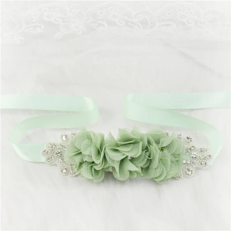 (1PC) Silver Rhinestones Bridal Belt Flower Wedding Dress Belts Polyester Satin Wedding Sash for Wedding Bridesmaid Dress
