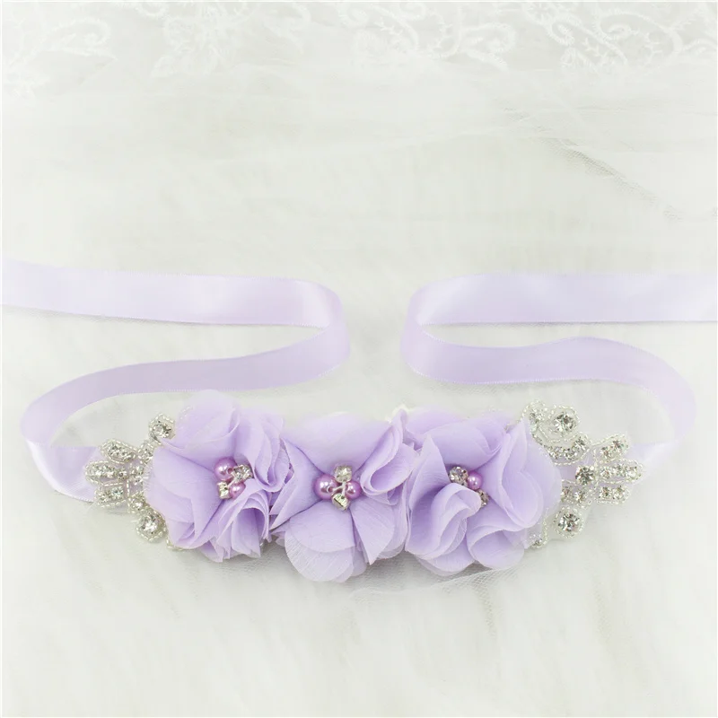 (1PC) Silver Rhinestones Bridal Belt Flower Wedding Dress Belts Polyester Satin Wedding Sash for Wedding Bridesmaid Dress