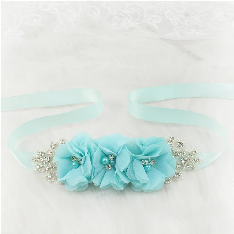 (1PC) Silver Rhinestones Bridal Belt Flower Wedding Dress Belts Polyester Satin Wedding Sash for Wedding Bridesmaid Dress