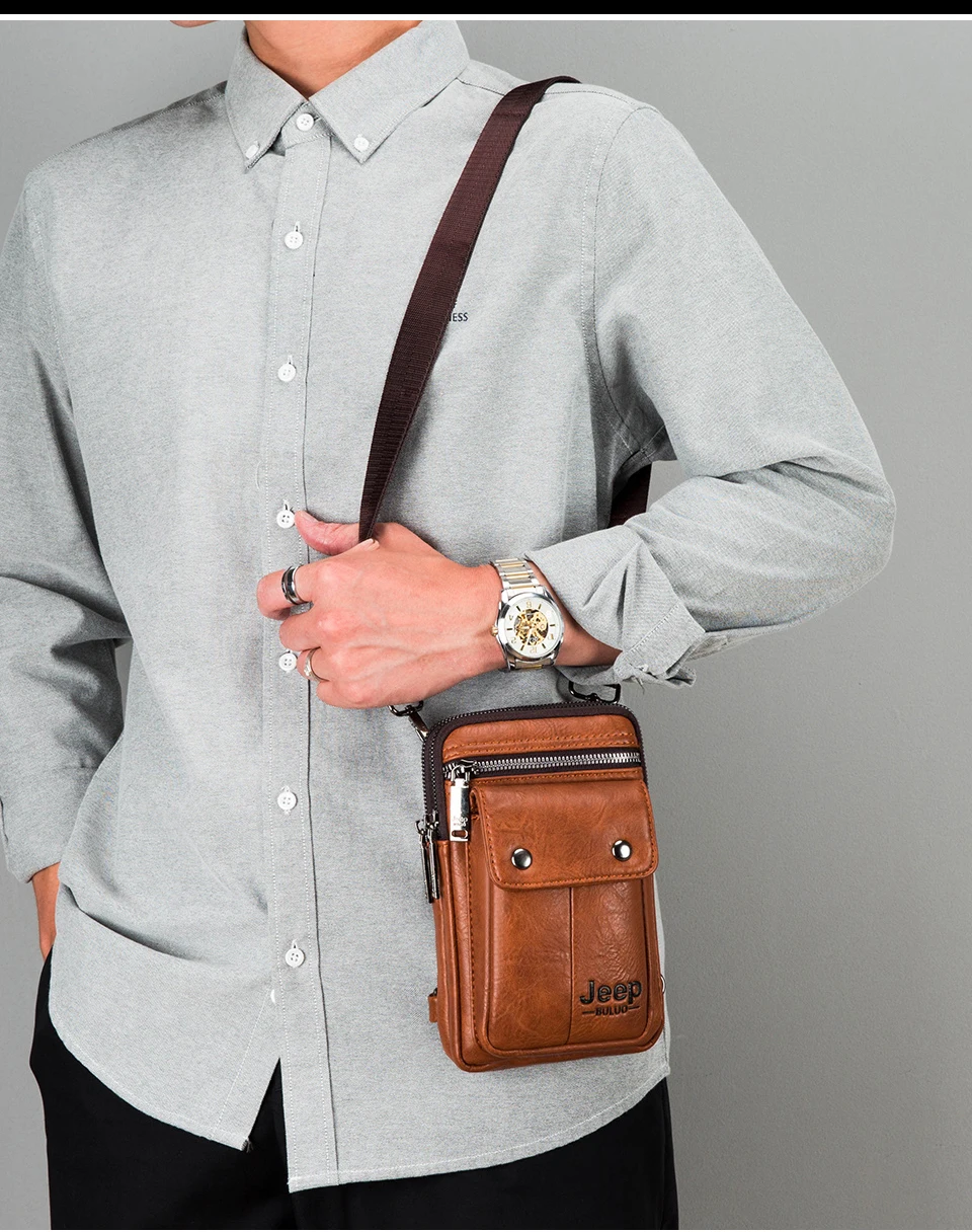 JEEP BULUO Small Multi-function Sling Crossbody Bag Brand Men Shoulder Bag Legs Waist Bag For Man New Fashion Casual Cool Mini